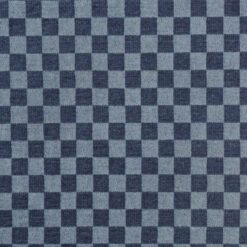Jacquard Gingham Denim Fabric Cotton Blend Blue Mediumweight Rigid 155cm Wide