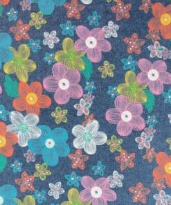 Denim Fabric Cotton Printed Multicoloured Floral Lightweight 4.5 oz 140cm Wide