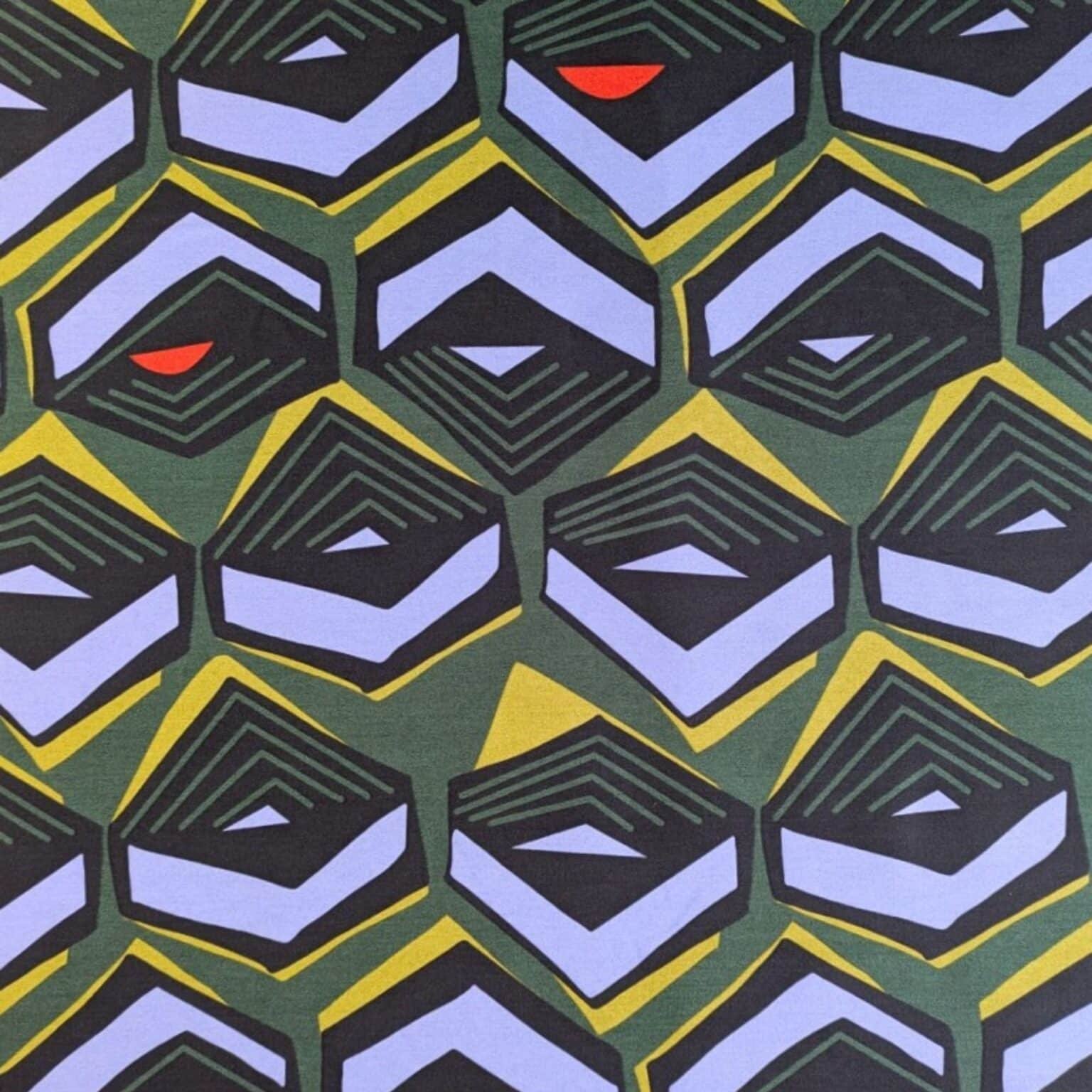 Cotton Satin Fabric Abstract Diamonds