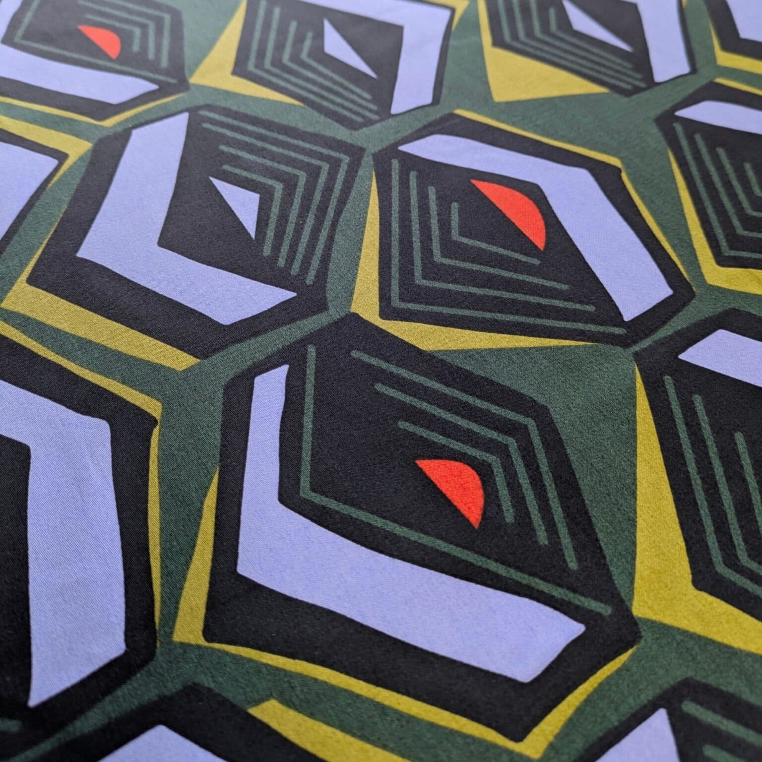 Cotton Satin Fabric Abstract Diamonds