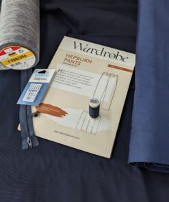 Hepburn Pants Dressmaking Kit Navy Blue Peach Finish Cotton Fabric