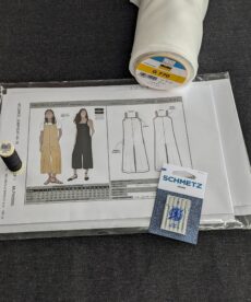 Mildred Jumpsuit Dressmaking Kit Black Denim Fabric