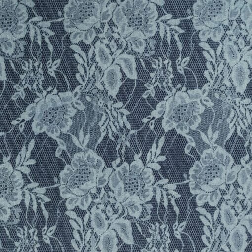 Denim Fabric Cotton Blend Lace Print Mediumweight Rigid 150cm Wide