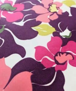 Cotton Satin Fabric Floral In Pinks & Purple 145cm Wide