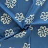 Stretch Denim Fabric Cotton Blend Blue With White Painted Floral Lightweight 160cm Wide