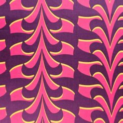 Cotton Satin Fabric Abstract Floral Pink, Purple & Yellow 