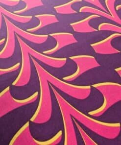 Cotton Satin Fabric Abstract Floral Pink, Purple & Yellow 