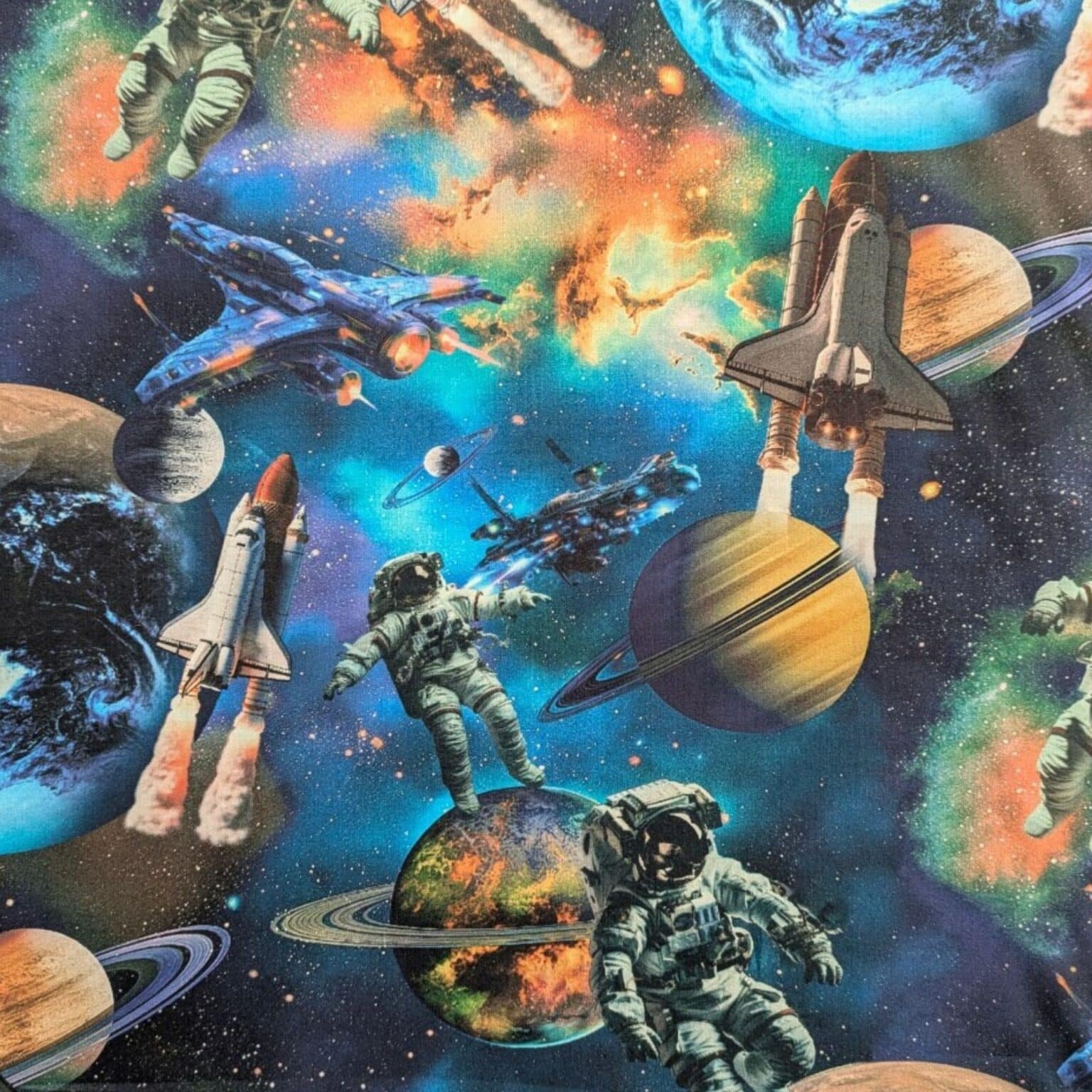 Cotton Poplin Fabric Space Print 145cm Wide