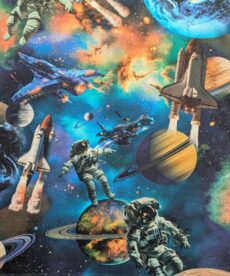 Cotton Poplin Fabric Space Print 145cm Wide
