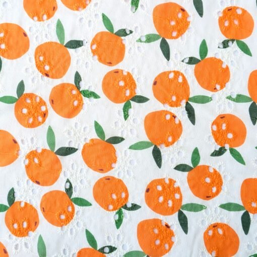 Cotton Fabric Broderie Anglaise Orange 140cm Wide