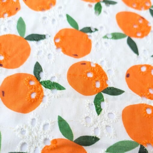 Cotton Fabric Broderie Anglaise Orange at More Sewing