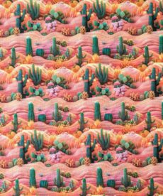 Cotton Fabric Cactus Plants 3D 145cm Wide