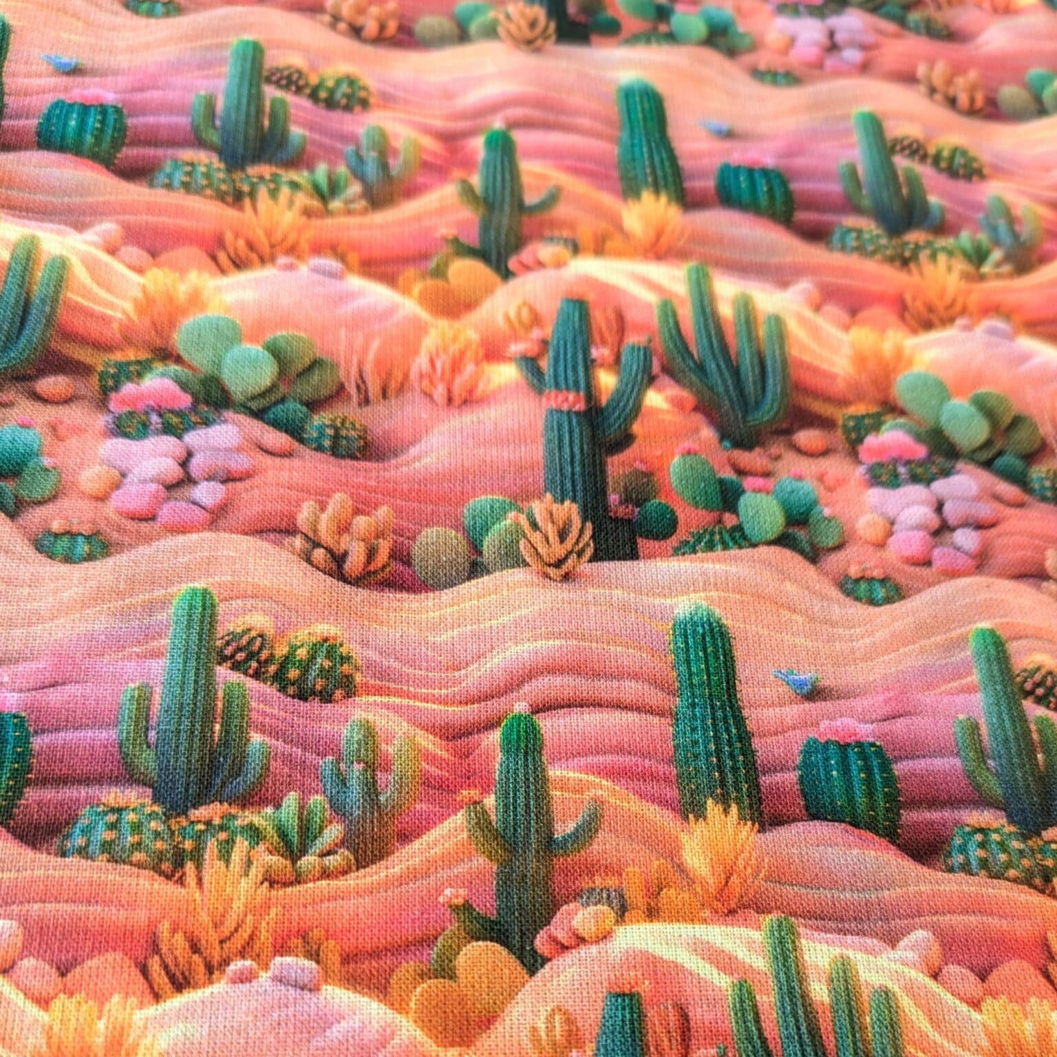 Cotton Fabric Cactus Plants 3D at More Sewing