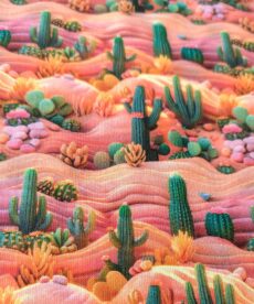 Cotton Fabric Cactus Plants 3D at More Sewing