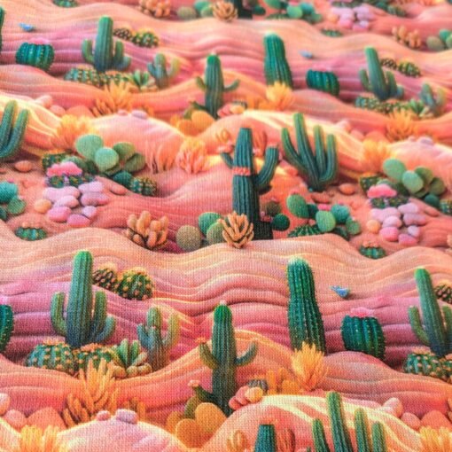 Cotton Fabric Cactus Plants 3D at More Sewing