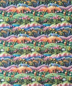 Cotton Fabric Deer Scene 3D 145cm Wide