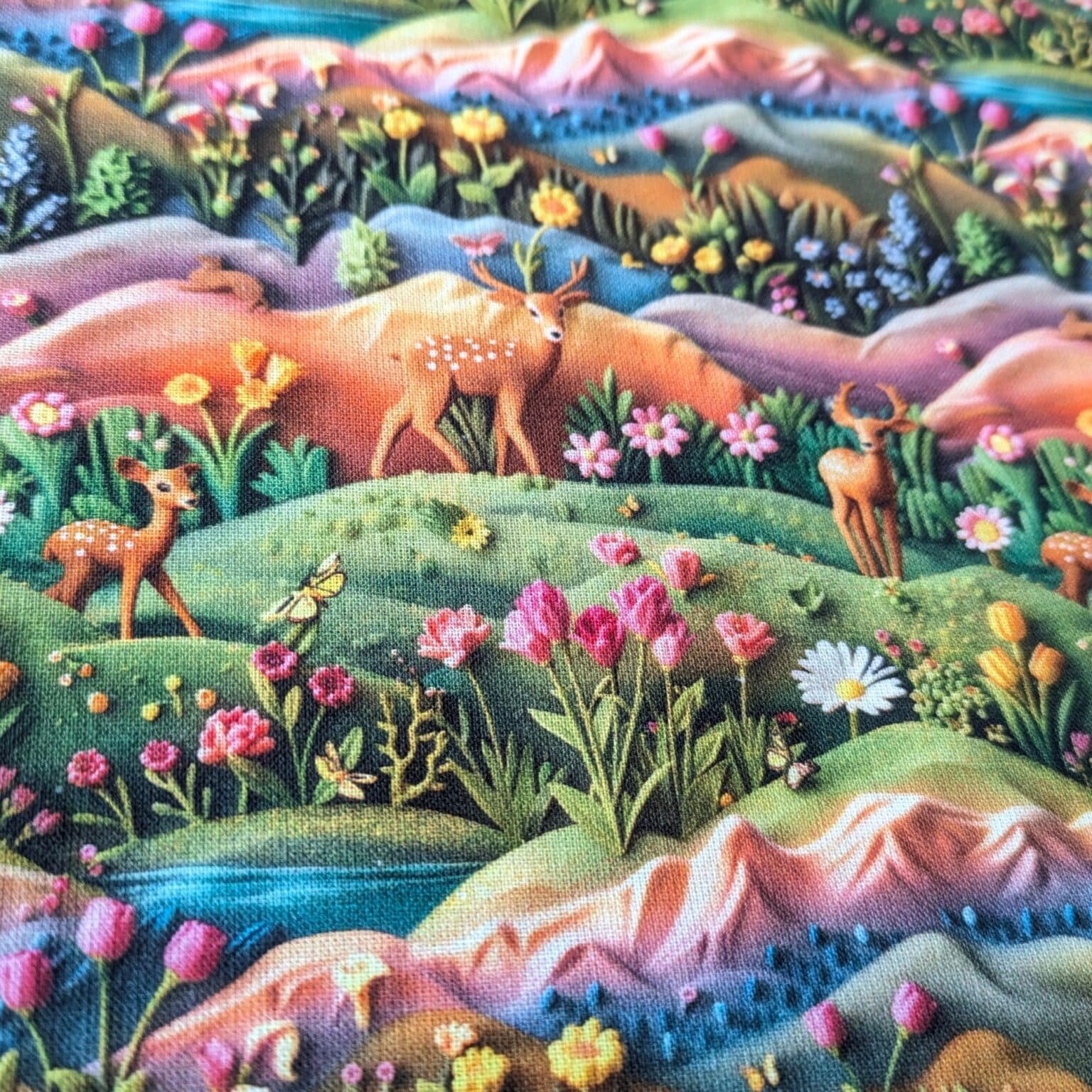 Buy Cotton Fabric Deer Scene 3D at More Sewing
