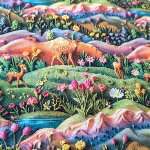 Buy Cotton Fabric Deer Scene 3D at More Sewing