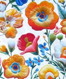 Cotton Fabric Embroidered Flowers 145cm Wide