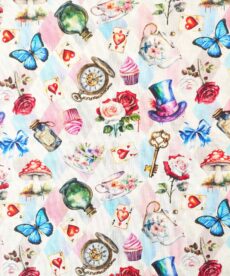Cotton Fabric Alice In Wonderland 145cm Wide