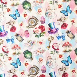 Cotton Fabric Alice In Wonderland 145cm Wide