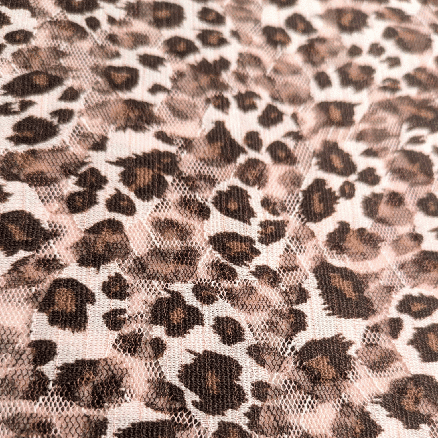 Buy Polyester Fabric Stretch Mesh Leopard Spot