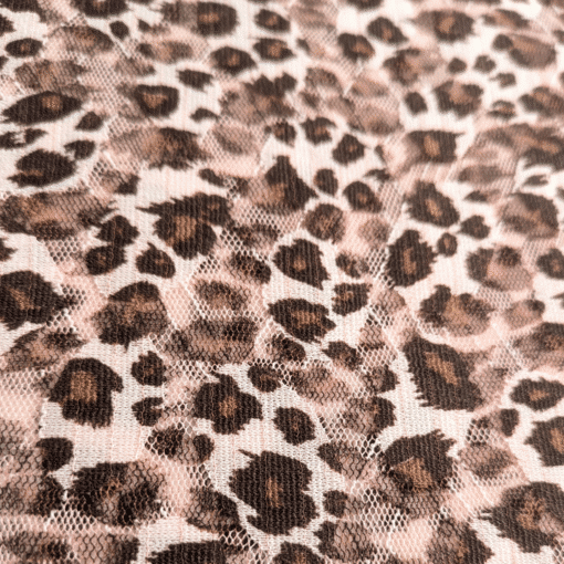 Buy Polyester Fabric Stretch Mesh Leopard Spot