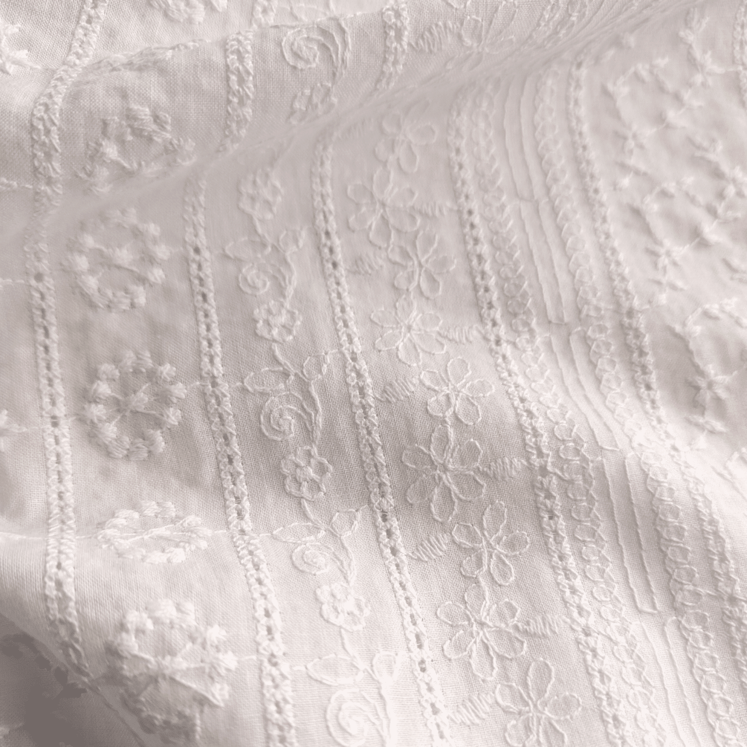 Buy Cotton Fabric Broderie Anglaise Flower Stripe 145cm Wide