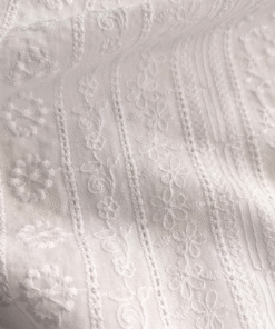 Buy Cotton Fabric Broderie Anglaise Flower Stripe 145cm Wide