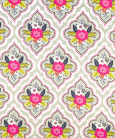 Cotton Fabric Floral Diamonds On Grey 110cm Wide