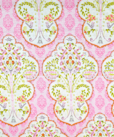 Cotton Fabric Floral Panels On Pink 110cm Wide