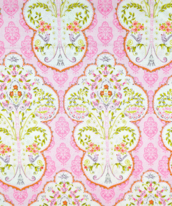 Cotton Fabric Floral Panels On Pink 110cm Wide
