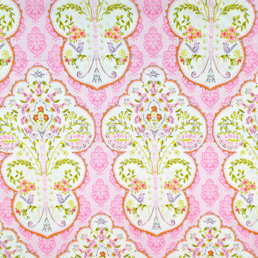 Cotton Fabric Floral Panels On Pink 110cm Wide