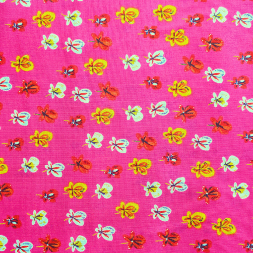 Cotton Fabric Fun Floral on Pink