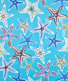 Cotton Fabric Starfish On Turquoise Blue 145cm Wide