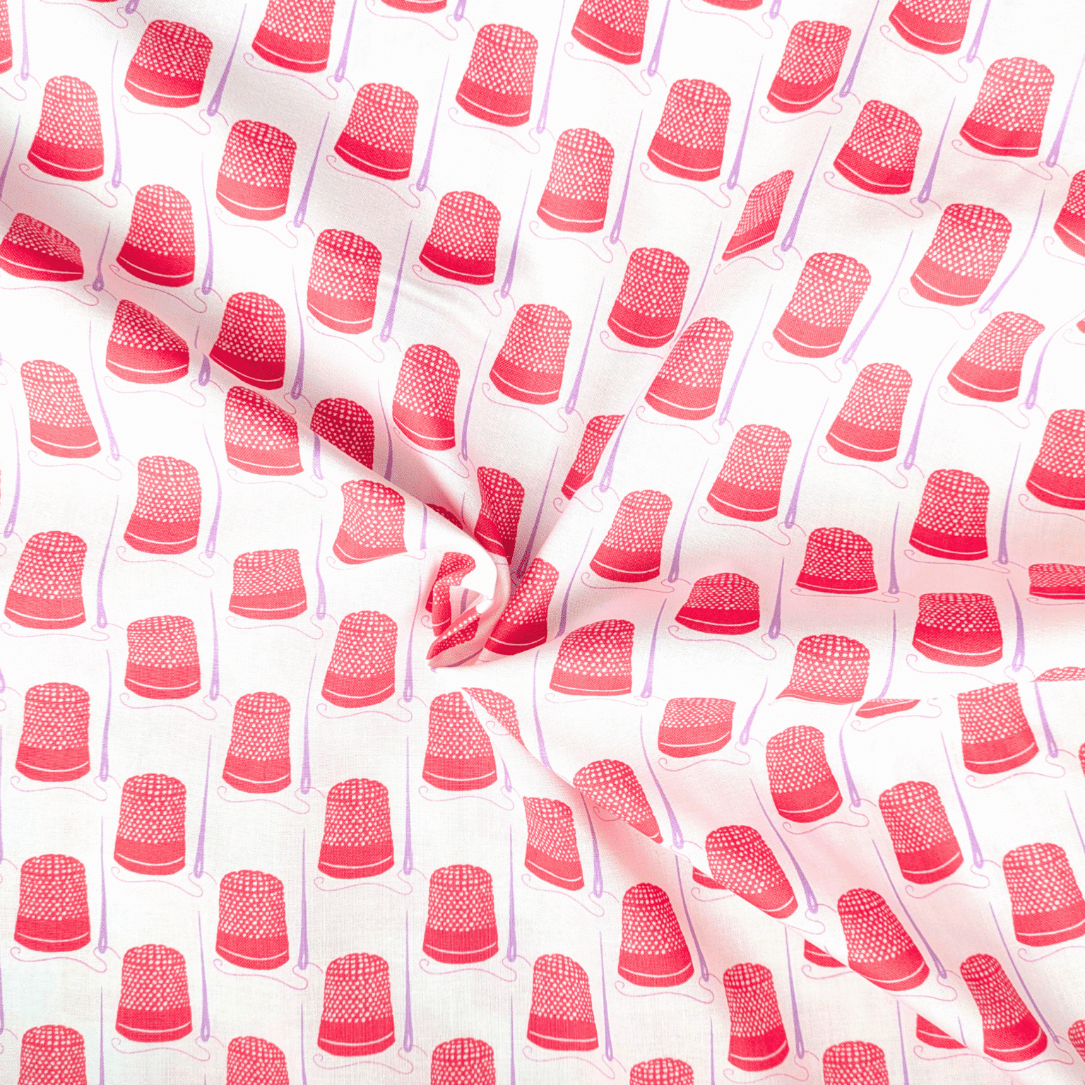 Cotton Fabric Thimbles & Needles 110cm Wide at More Sewing