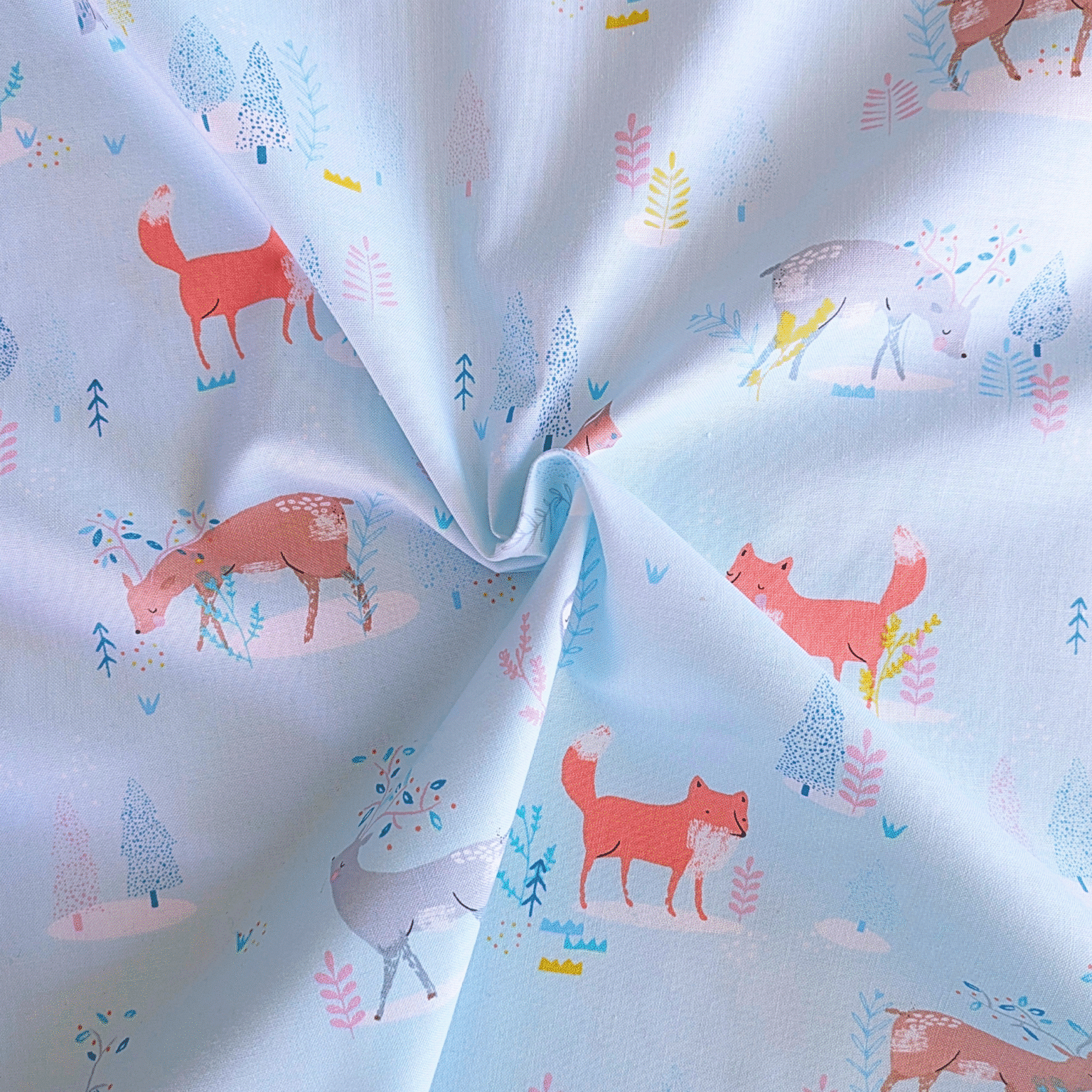 Cotton Fabric Woodland Animals On Blue 110cm Wide at More Sewing