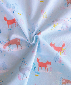 Cotton Fabric Woodland Animals On Blue 110cm Wide at More Sewing