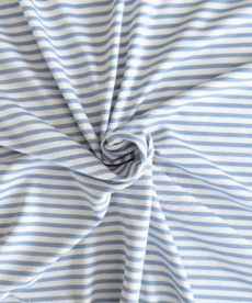 Woven Stripe Jersey Viscose Blend Light Blue & White 160cm Wide