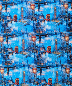 Digital Print London Scene Cotton Fabric | Soft Cotton Material for Dressmaking & Projects