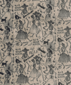Day Of The Dead Fiesta Cotton Fabric | OEKO TEX Cotton Material for Sewing Projects