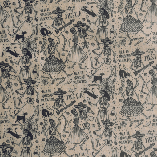 Day Of The Dead Fiesta Cotton Fabric | OEKO TEX Cotton Material for Sewing Projects