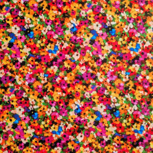 Digital Print Floral Explosion Cotton Corduroy Fabric | Soft Needlecord Material for Dressmaking