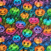 Neon Pumpkins Cotton Fabric | Soft Cotton Material for Halloween Projects