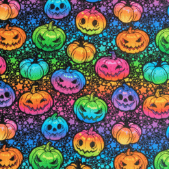 Neon Pumpkins Cotton Fabric | Soft Cotton Material for Halloween Projects