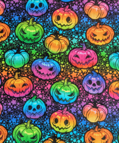 Neon Pumpkins Cotton Fabric | Soft Cotton Material for Halloween Projects