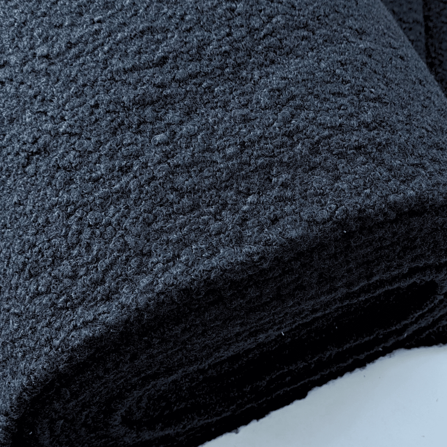 Black Boucle Fabric | Soft Polyester Boucle Coating Material | 145cm Wide