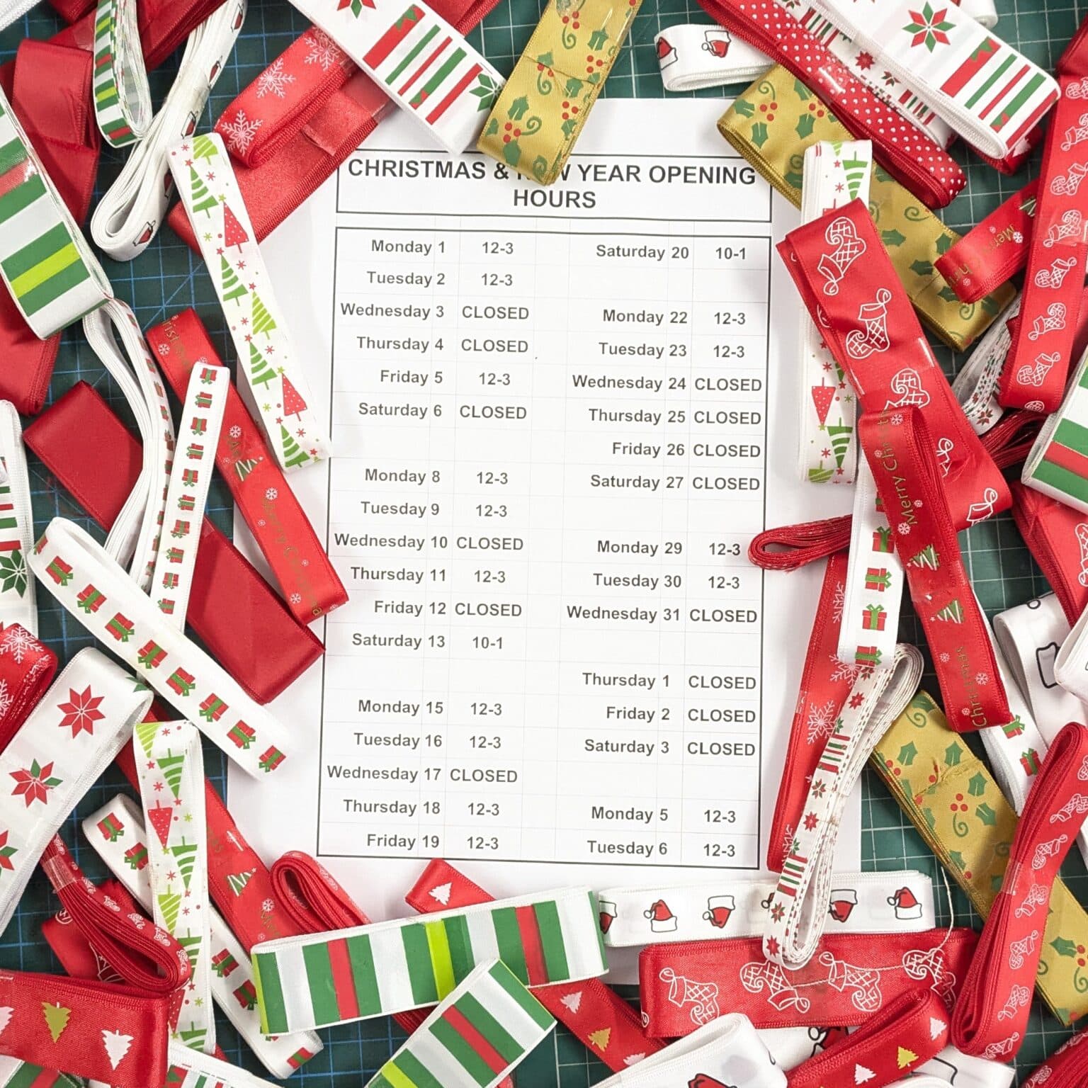 Christmas opening hours at More Sewing fabric shop