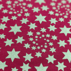 Alternative view of Cotton Fabric Christmas Gold Stars Swirl on Red 140cm Wide