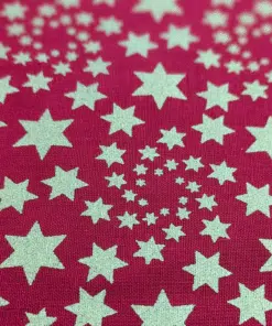 Alternative view of Cotton Fabric Christmas Gold Stars Swirl on Red 140cm Wide